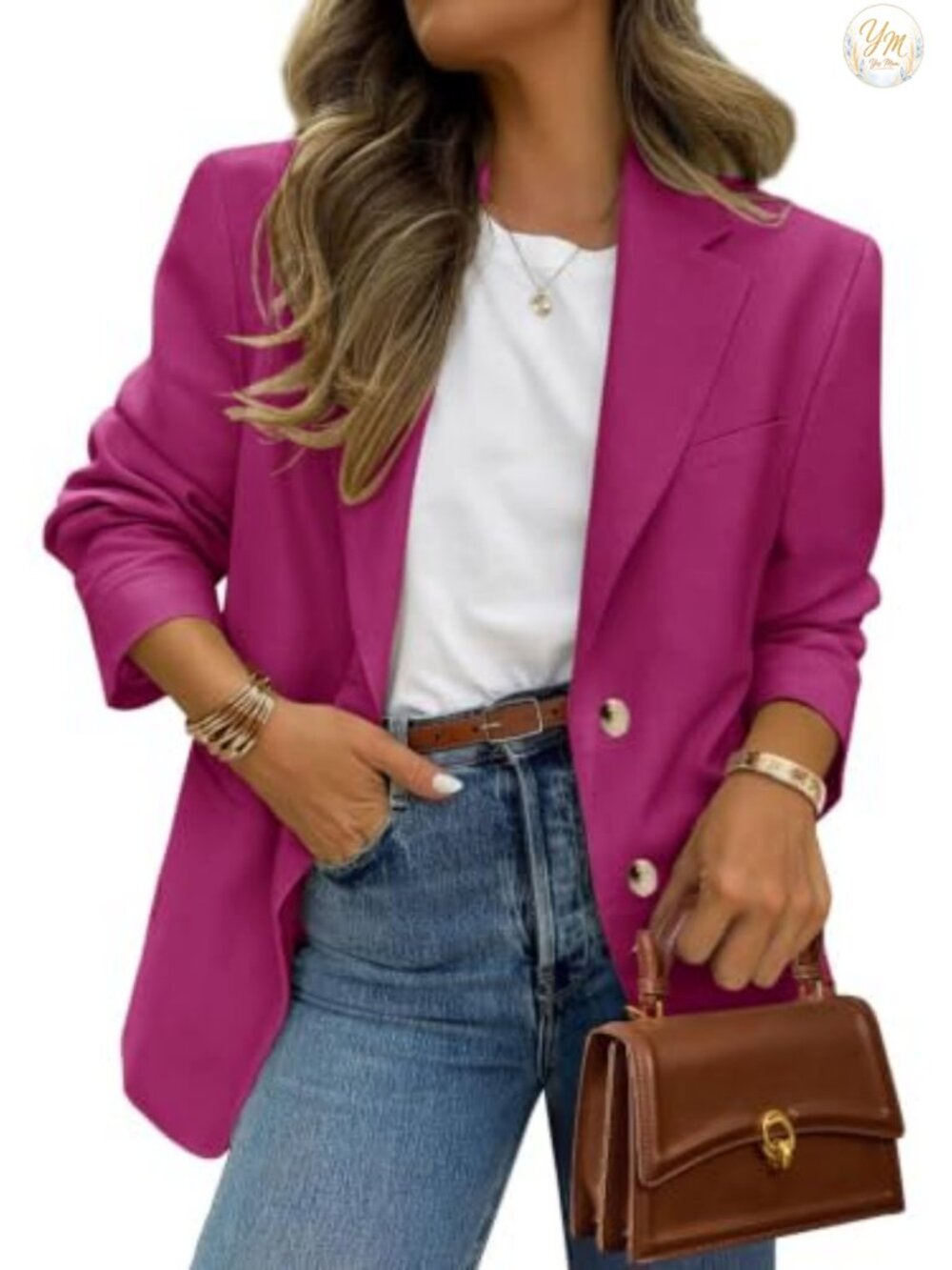 Women's Notch Lapel Open Front Blazer, Long Sleeve Suit Jacket